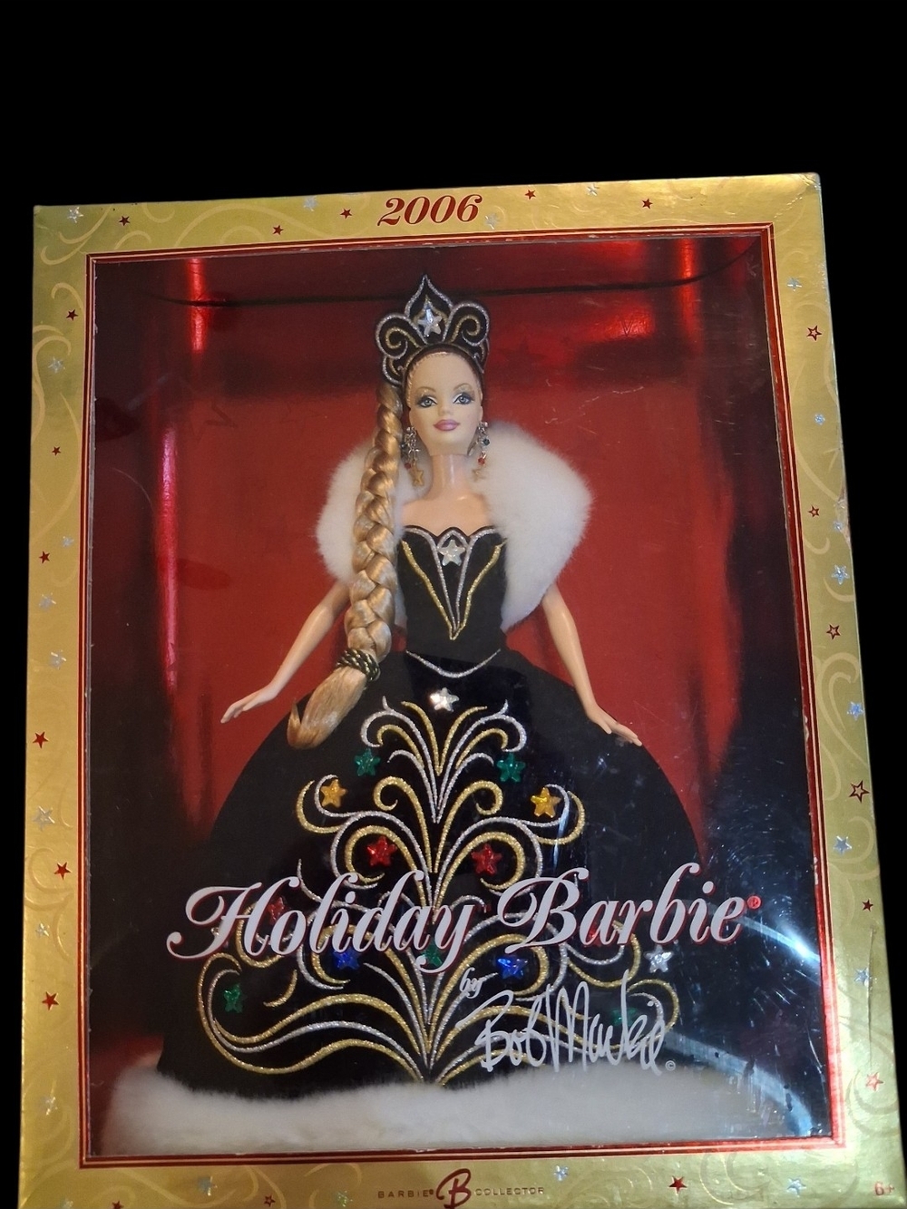 Bob Mackie Holiday Doll in Black with Gold and White Accents